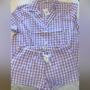 Jcrew Lavender Gingham Pajama Set